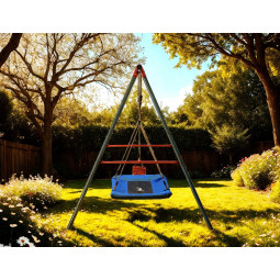 Dublă balansoar de grădină pentru copii cu cuib de stork 290 × 180 × 200 cm