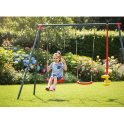 Leagăn de grădină cu structură metalică | 2 locuri + oscilație | 290 cm