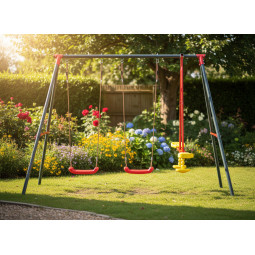 Leagăn de grădină cu structură metalică | 2 locuri + oscilație | 290 cm