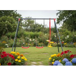 Leagăn de grădină cu structură metalică | 2 locuri + oscilație | 290 cm