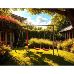 Leagăn de grădină cu structură metalică | 2 locuri + oscilație | 290 cm