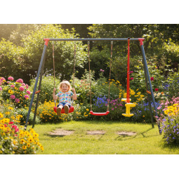 Leagăn de grădină cu structură metalică | 2 locuri + oscilație | 290 cm