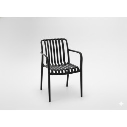 Stolițe din plastic negru cu protecție UV