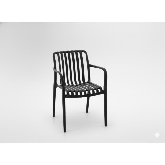 Stolițe din plastic negru cu protecție UV