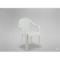 Scaun de grădină din plastic alb, cu brațe – 78 cm