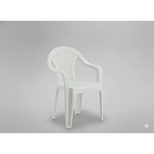 Scaun de grădină din plastic alb, cu brațe – 78 cm