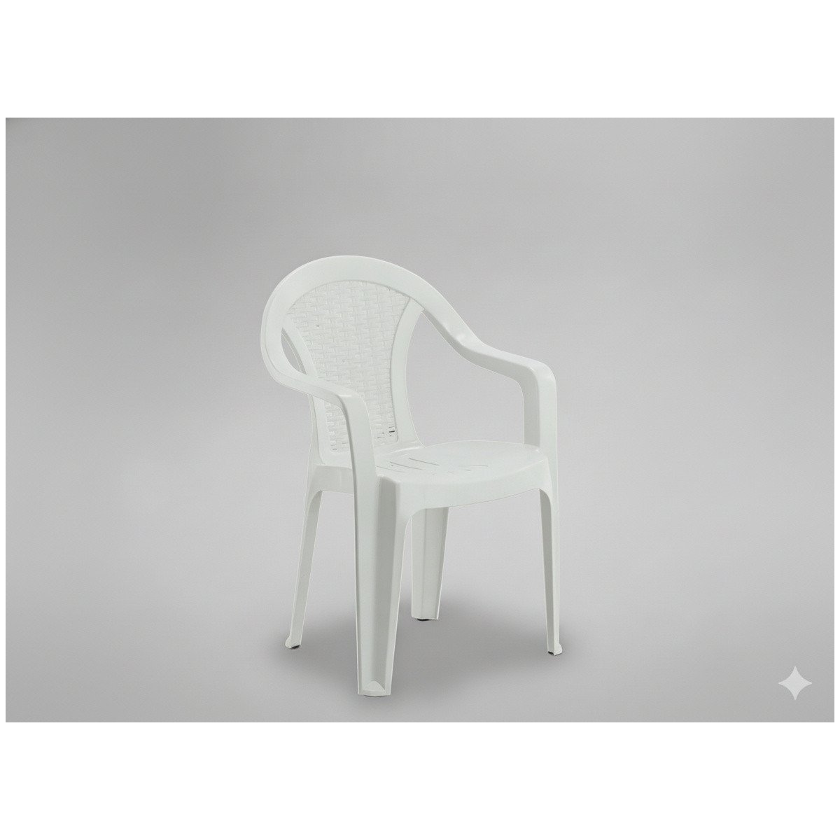 Scaun de grădină din plastic alb, cu brațe – 78 cm