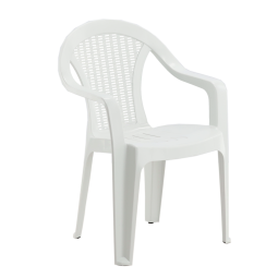 Scaun de grădină din plastic alb, cu brațe – 78 cm