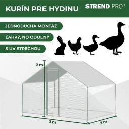 Curte pentru păsări, volieră, cușcă, coteț, cu acoperiș, 3x2x2 m