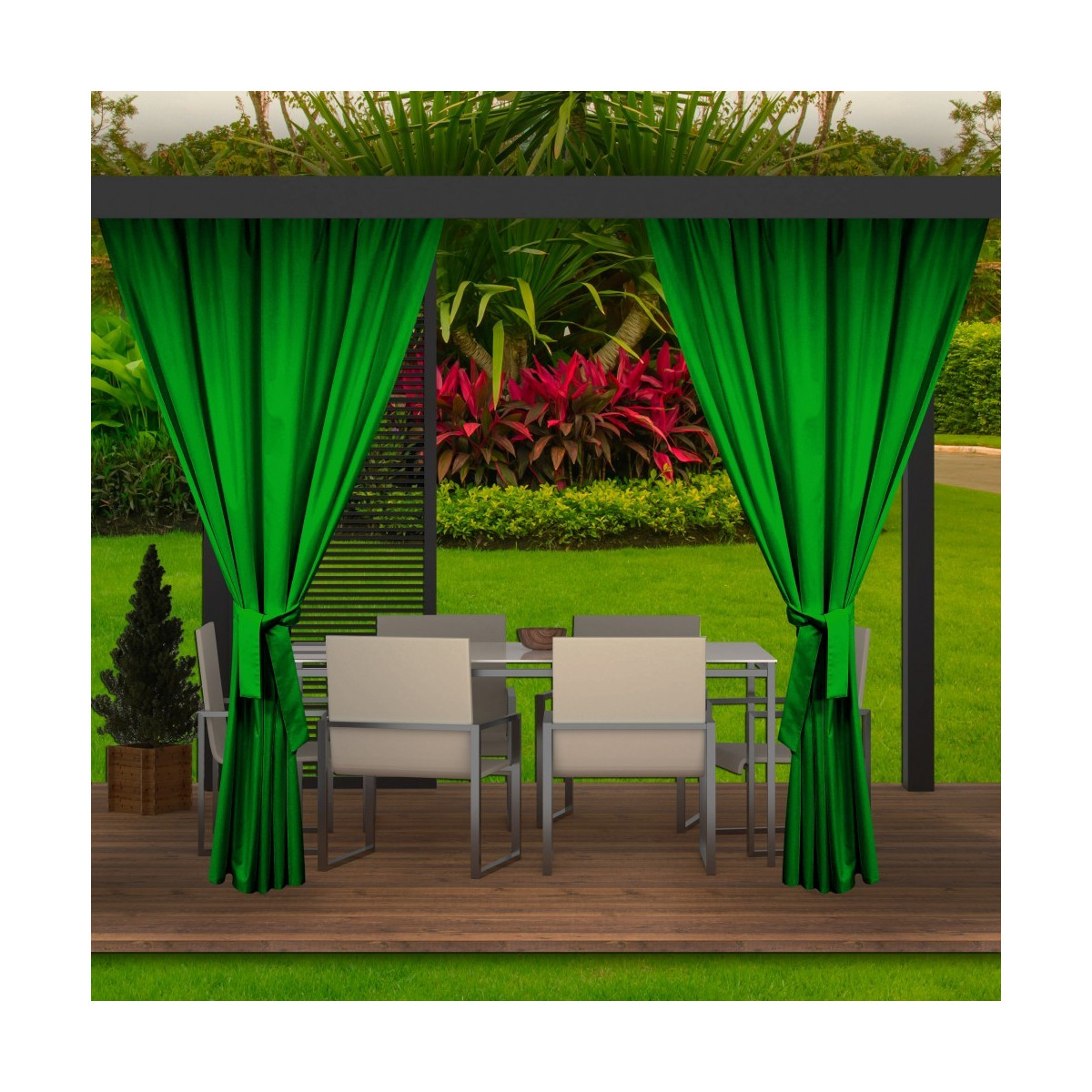Zavese de design pentru foișor de culoare verde