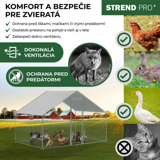 Curte pentru păsări, volieră, cușcă, coteț, cu acoperiș, 3x2x2 m