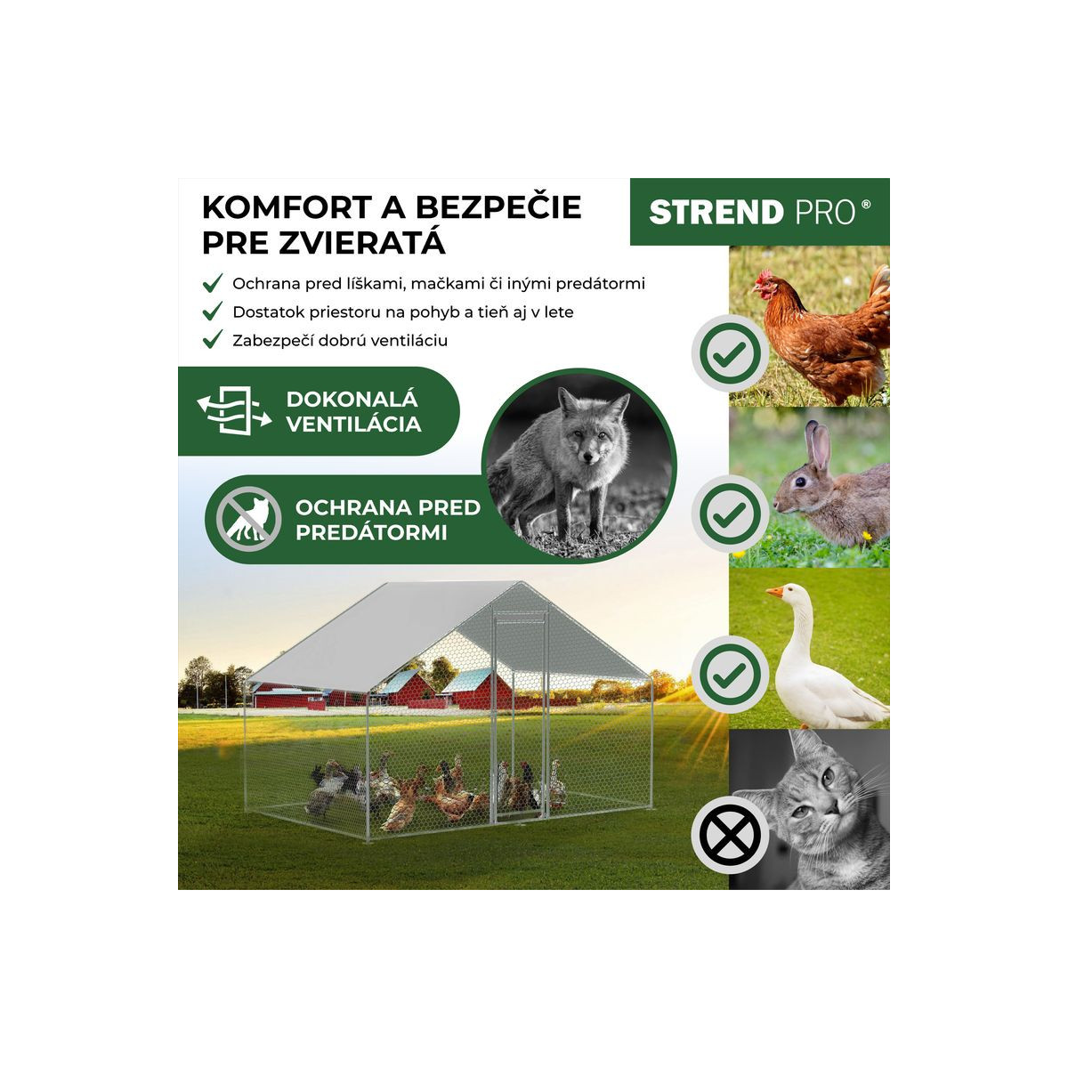 Curte pentru păsări, volieră, cușcă, coteț, cu acoperiș, 3x2x2 m