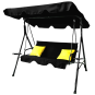 Hamac de grădină de calitate, de culoare neagră, cu perne galbene