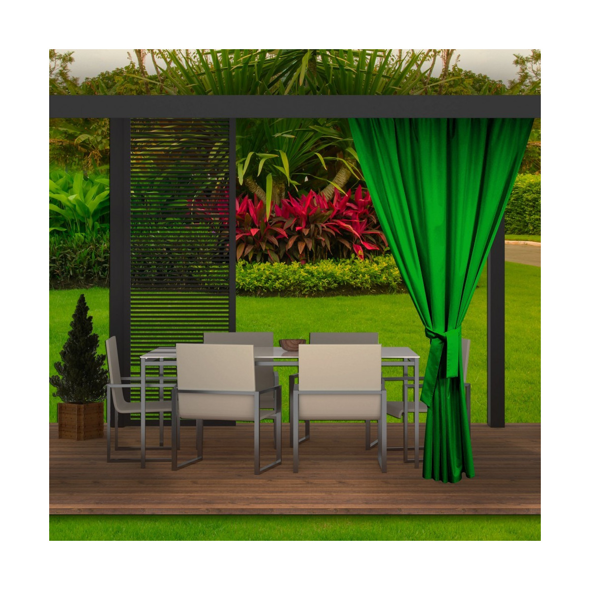 Zavese de design pentru foișor de culoare verde