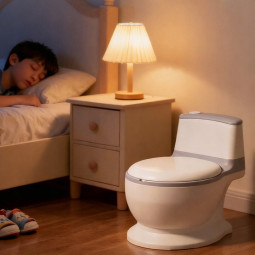 Nocturna interactivă gri pentru copii cu sunet de apăsare a butonului.