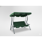 Leagăn de grădină de culoare verde, cu suport pentru băuturi.