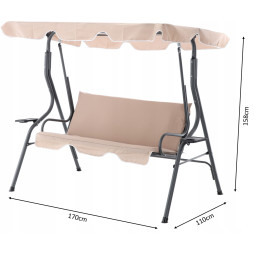 Hamac de grădină de culoare bej închis 170 x 110 x 153 cm