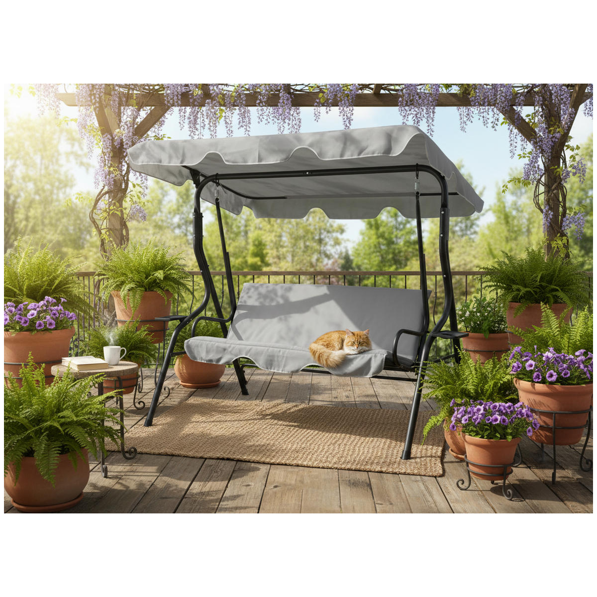 Balansoare de grădină de culoare gri 170 x 110 x 153 cm