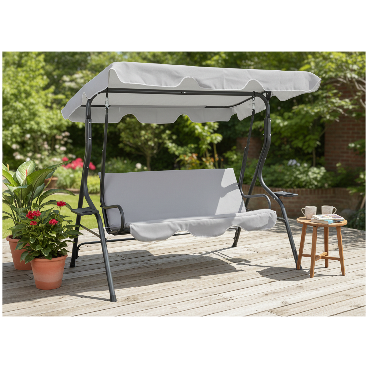 Balansoare de grădină de culoare gri 170 x 110 x 153 cm