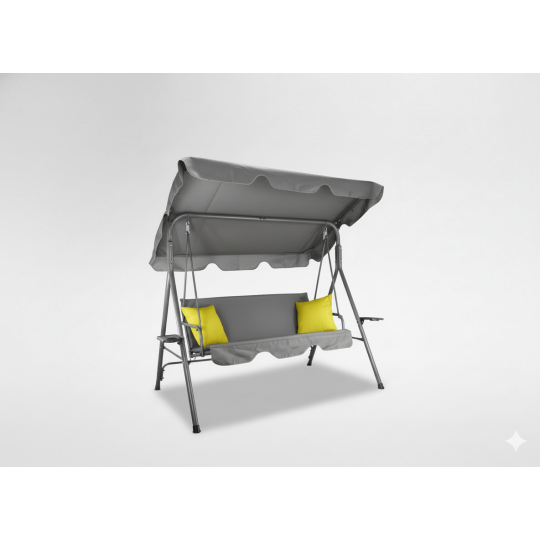 Hamac de grădină gri cu perne galbene 170 x 110 x 153 cm