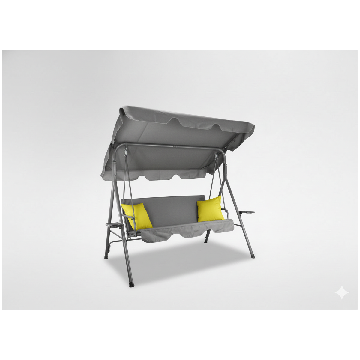Hamac de grădină gri cu perne galbene 170 x 110 x 153 cm