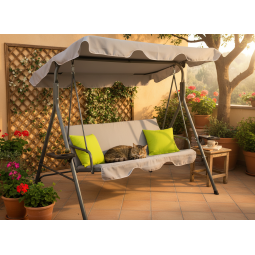 Hamac de grădină gri cu perne galbene 170 x 110 x 153 cm