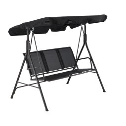 Leagăn de grădină Textilene de culoare neagră pentru 3 persoane.