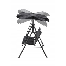 Leagăn de grădină Textilene de culoare neagră pentru 3 persoane.