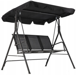 Leagăn de grădină Textilene de culoare neagră pentru 3 persoane.