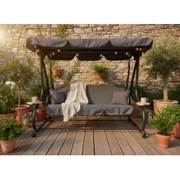 Leagăn de grădină pentru 3 persoane cu funcție de șezlong.