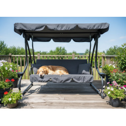 Leagăn de grădină pentru 3 persoane cu funcție de șezlong.