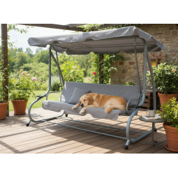 Zgardina de leagăn cu funcție de șezlong în culoarea gri