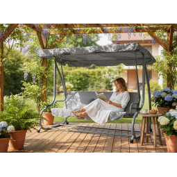 Zgardina de leagăn cu funcție de șezlong în culoarea gri