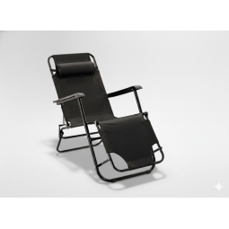 Ležadlo de grădină pliat cu suport pentru cap de culoare neagră