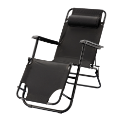 Ležadlo de grădină pliat cu suport pentru cap de culoare neagră