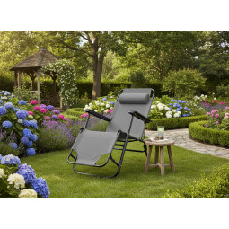 Șezlong de grădină reglabil, de culoare gri.