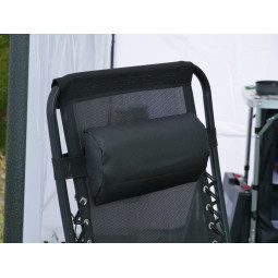 Șezlong de grădină confortabil cu suport pentru băuturi și buzunar.