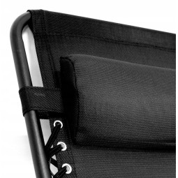 Șezlong de grădină confortabil cu suport pentru băuturi și buzunar.