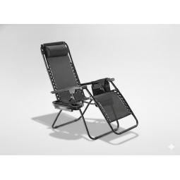 Șezlong de grădină confortabil cu suport pentru băuturi și buzunar.