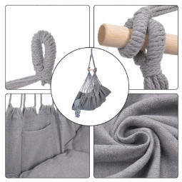 Scaun suspendat brazilian de grădină cu două perne - gri deschis