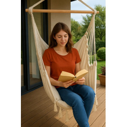 Zătară suspendat cu două perne în culoarea bej