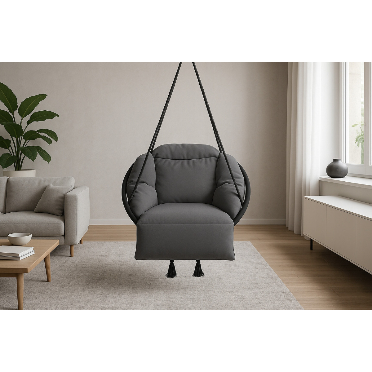 Sivé bocianie hniezdo 80cm, s veľkým tmavosivým vankúšom