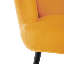 Modernul fotoliu tip uși în culoare galbenă cu suport pentru picioare.