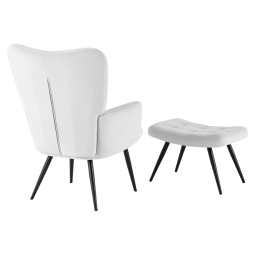 Kreslo cu suport HABEN, catifea gri deschis / construcție neagră