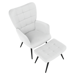 Kreslo cu suport HABEN, catifea gri deschis / construcție neagră