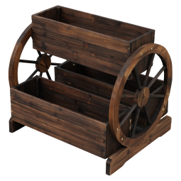 Dulap de flori din lemn SABA, maro, lemn de molid, stil rural cu roți