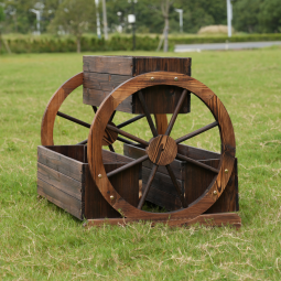 Dulap de flori din lemn SABA, maro, lemn de molid, stil rural cu roți