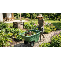 Vagonetă pentru grădină de culoare verde, max. 50 kg, 90 litri