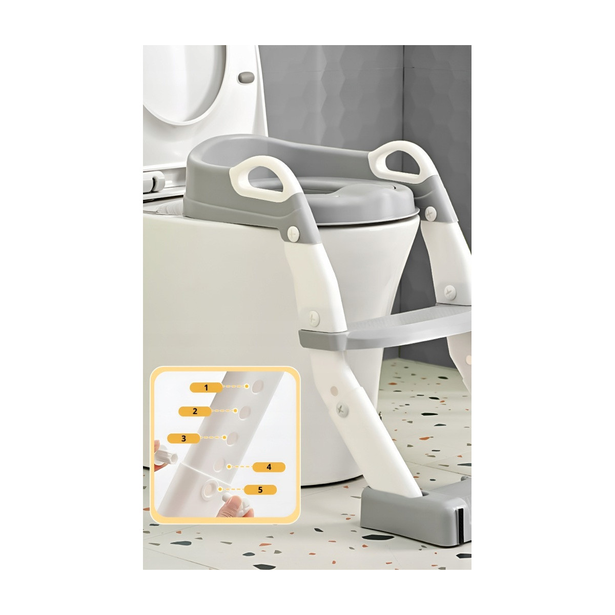 Deducerea pentru WC pentru copii cu scară 3 în 1 – olita, scările și suportul