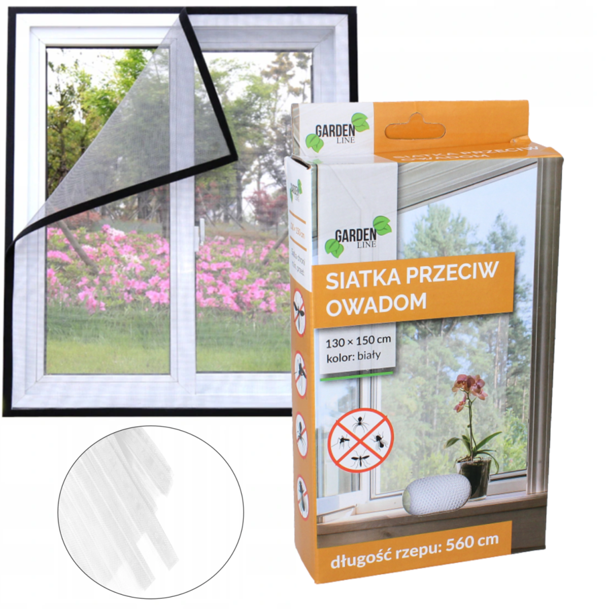 Rețea împotriva insectelor pentru fereastră 130 × 150 cm albă